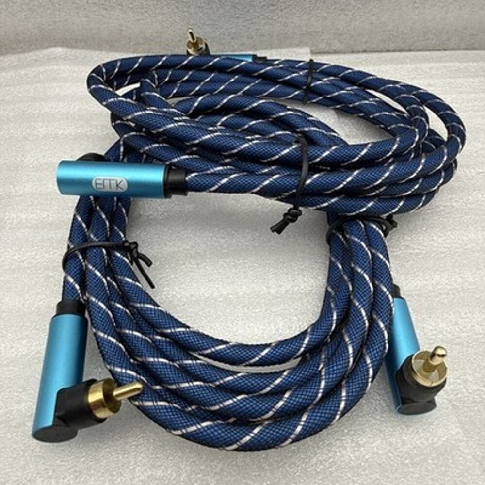 90 Degree Subwoofer Cable 2pk. RCA Cable Male to Male Digital Coaxial (6.6FT/2M)